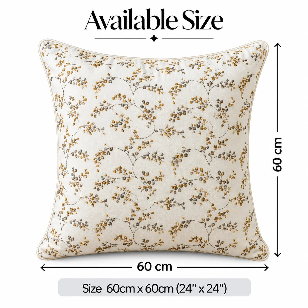 Botanical Mosaic Embroidered Cushion Cover