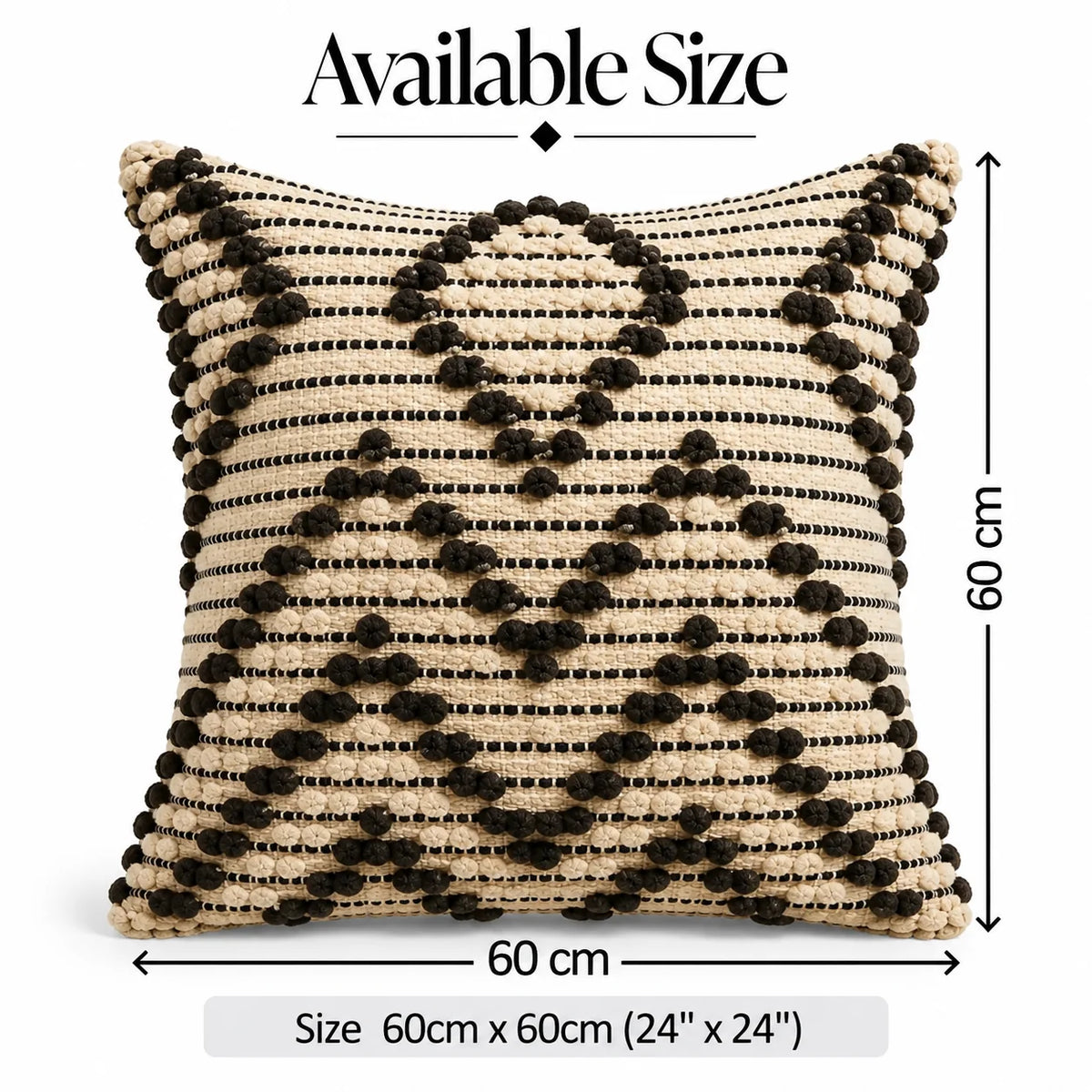 Cocoa Cream Knot Boho Cotton Cushion Cover
