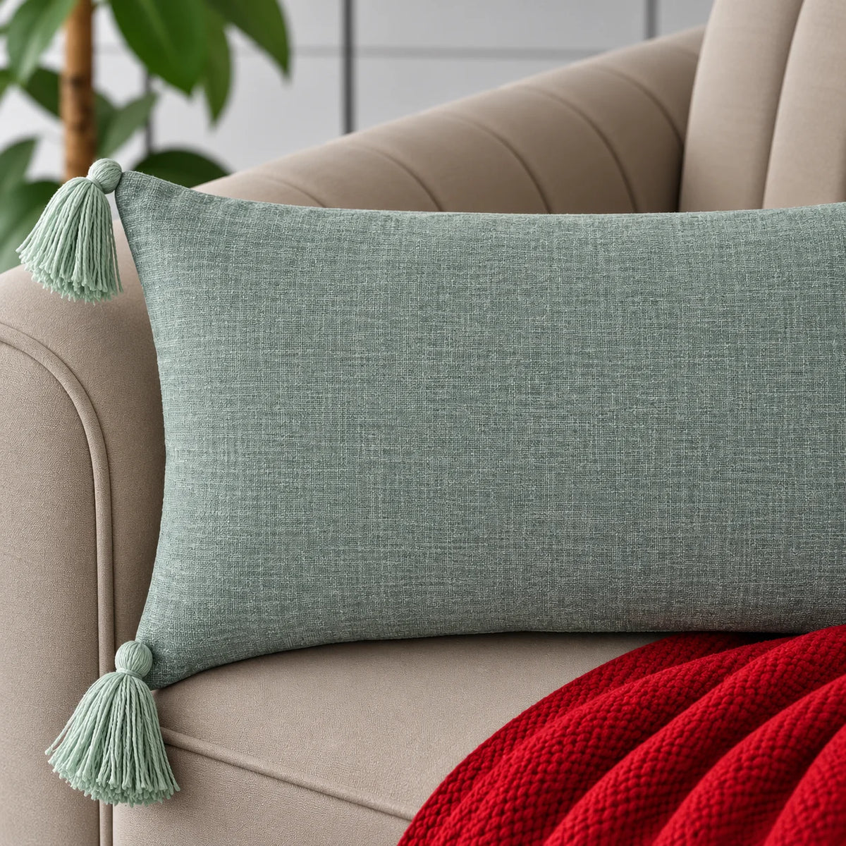 Luxe Solid Jacquard Lumbar Cushion Cover