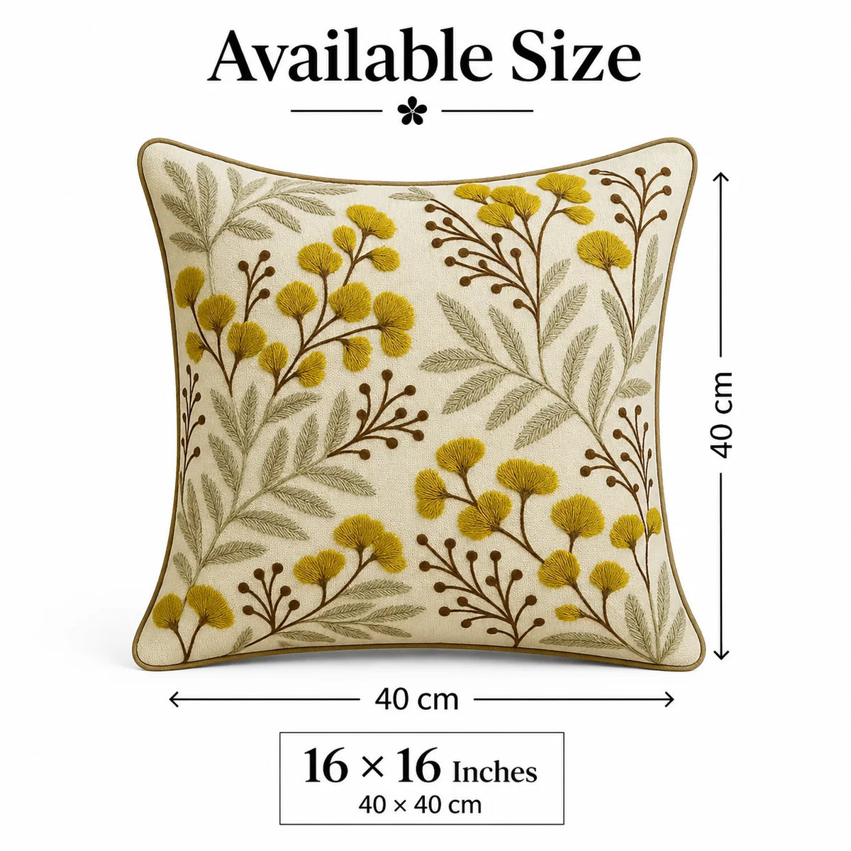 Mustard Bloom Embroidered Cushion Cover