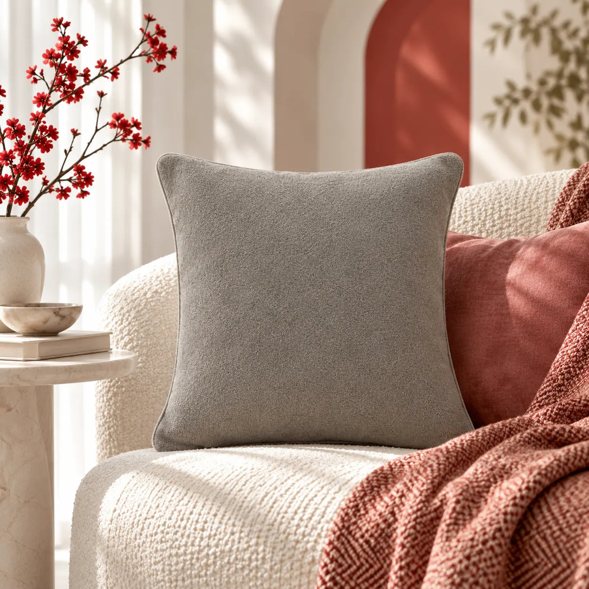 Luxe Boucle Beige Cushion Cover