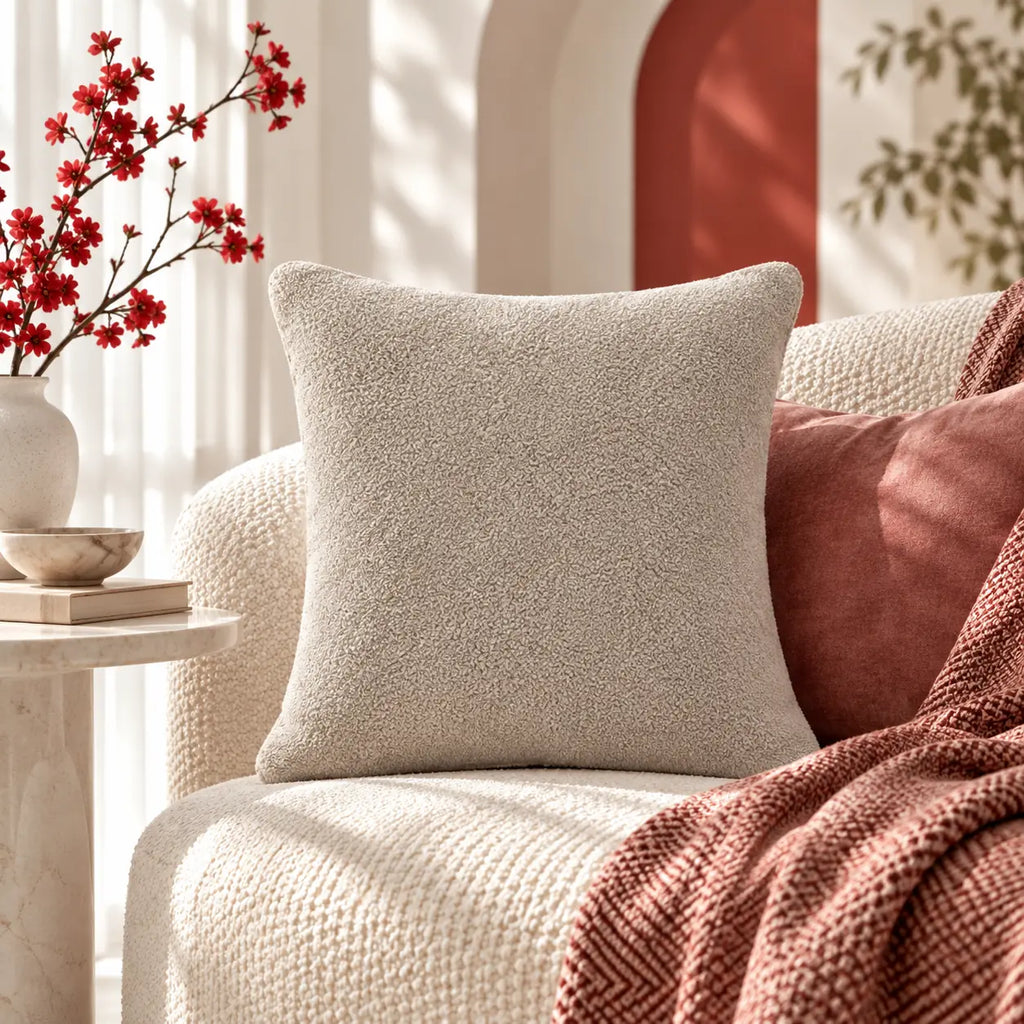 Luxe Boucle Oat Beige Cushion Cover