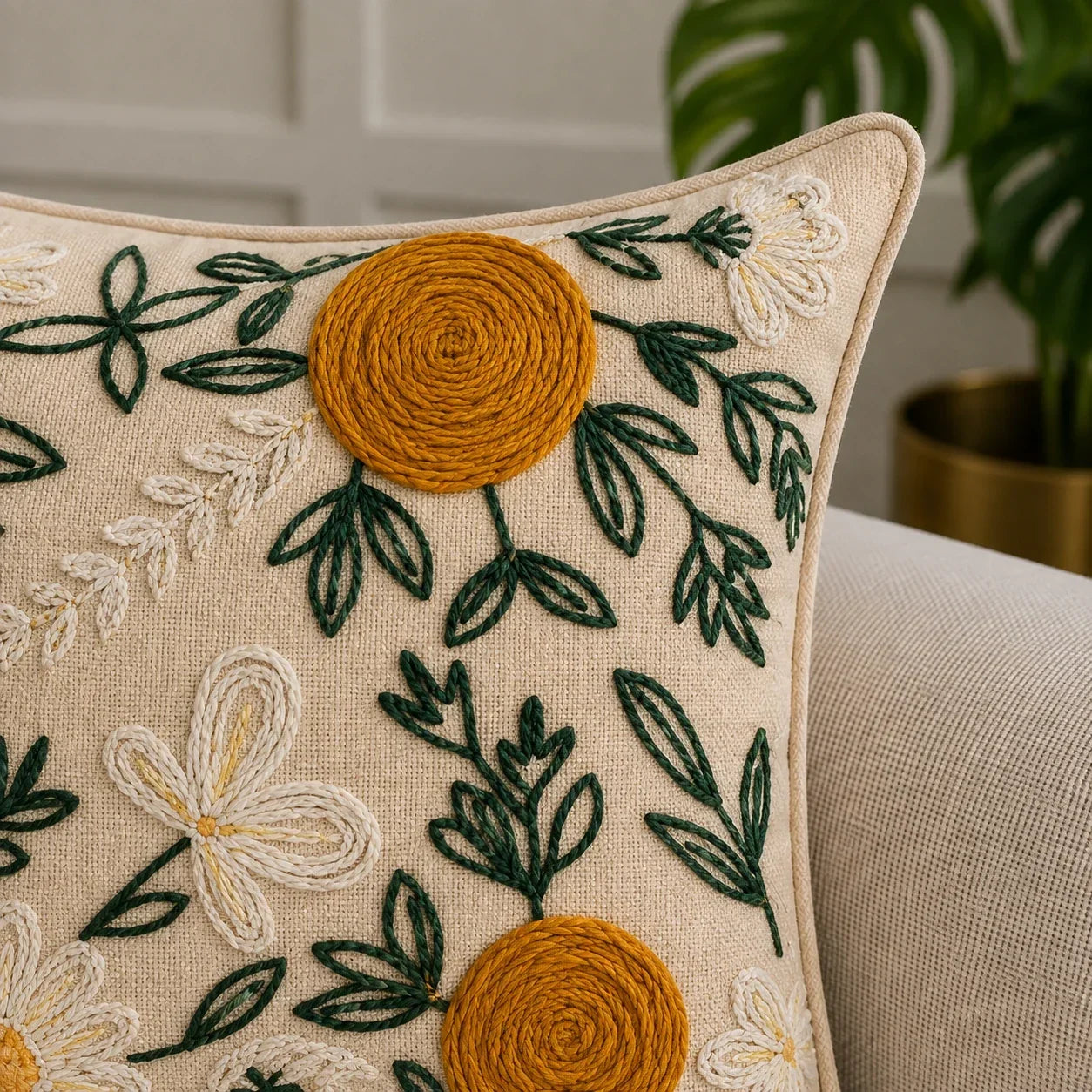 Mustard Moss Cushion cover