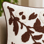 Brown Bloom Premium Embroidered Cushion Cover