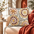 Flower Swirl Embroidered Cushion Cover