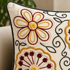 Flower Swirl Embroidered Cushion Cover