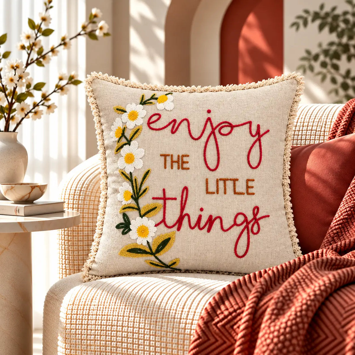 Little Joy Embroidered Cushion Cover