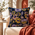 Midnight Flowers Embroidered Velvet Cushion Cover