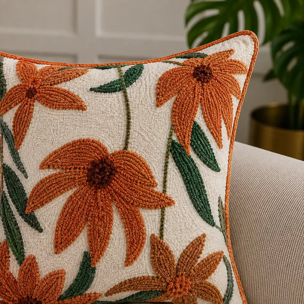 TerraCotta Floral Cushion Cover