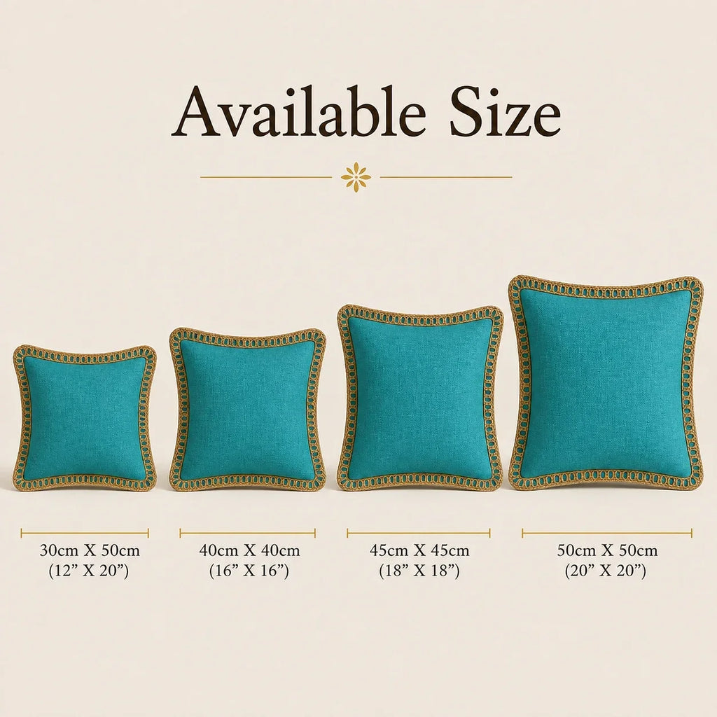 Azure Blue Jute Lace - Premium Cushion Cover