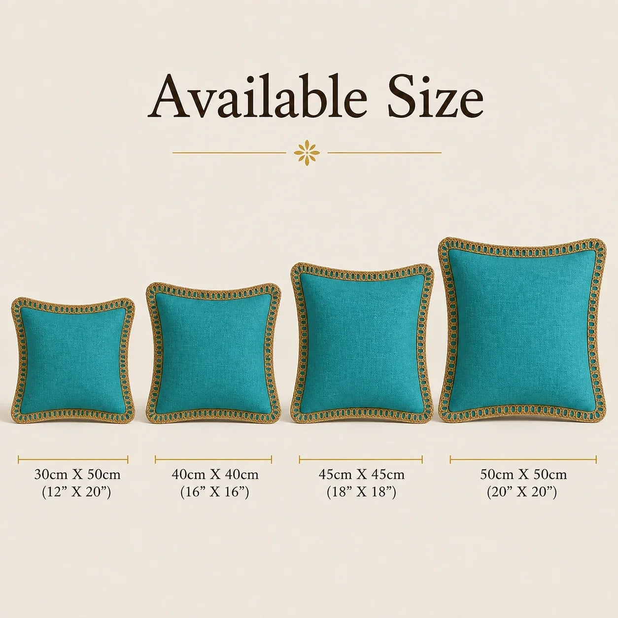 Azure Blue Jute Lace - Premium Cushion Cover