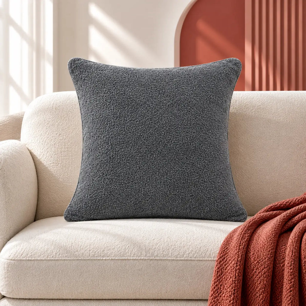 Luxe Boucle Charcoal Cushion Cover