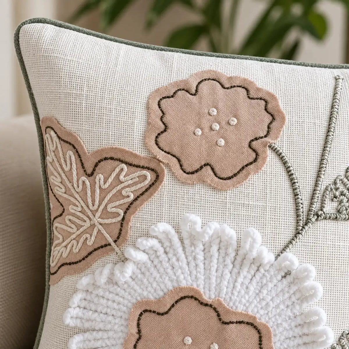 Flower Patch Embroidered Cushion Cover