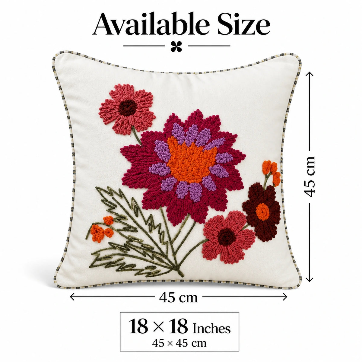 Color Bloom Embroidered Cushion Cover