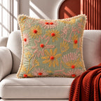Mint Garden Embroidered Cushion Cover
