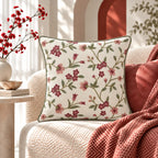 Floral Vine Embroidered Cushion Cover