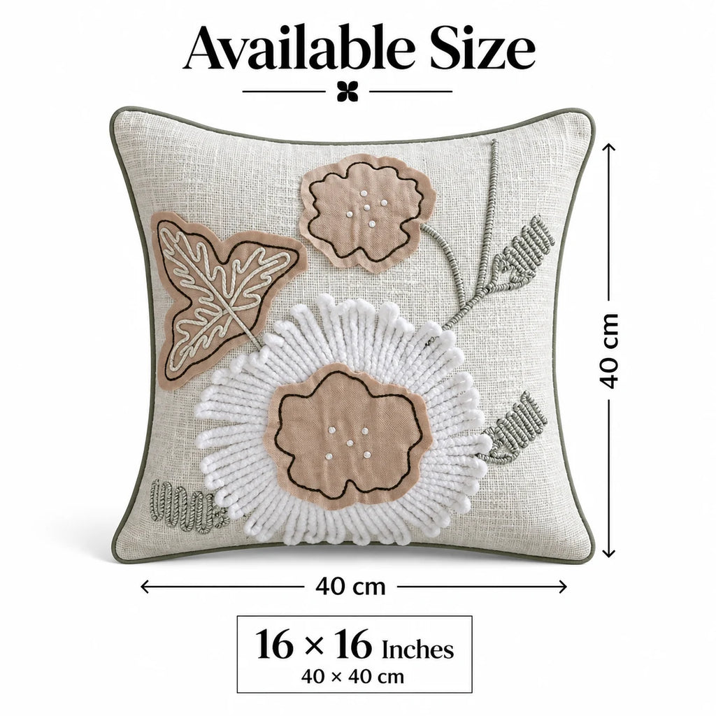 Flower Patch Embroidered Cushion Cover