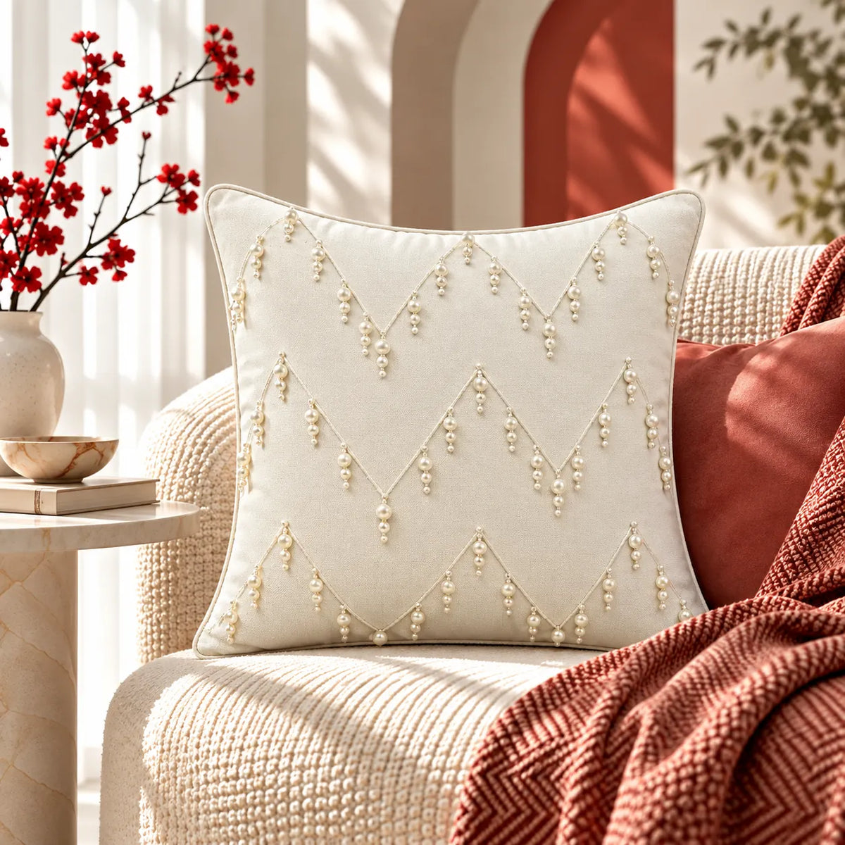 Pearl Chevron Cushion Cover