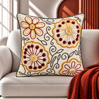 Flower Swirl Embroidered Cushion Cover