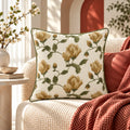 Golden Bloom Embroidered Cushion Cover